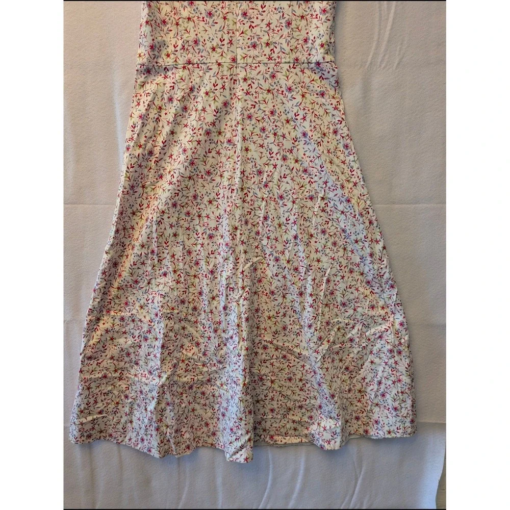 Draper James Floral Fit and‎ Flare Midi Dress White Pink Sleeveless Size 0